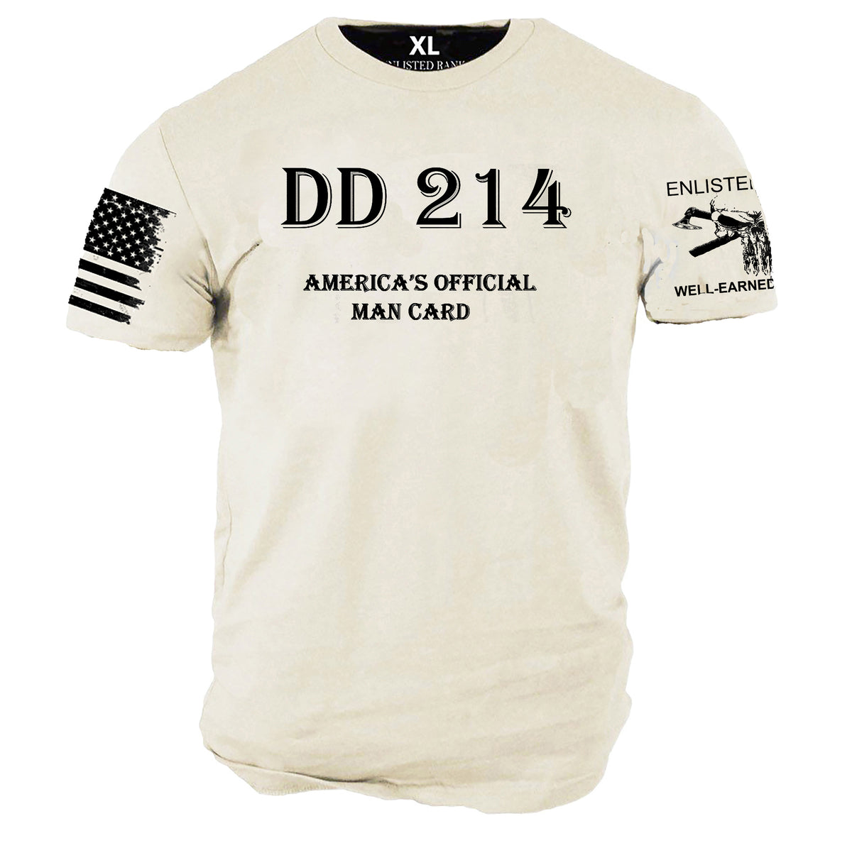 DD 214, Enlisted Ranks< Sand Color, Front Print graphic t-shirt | T-Shirts