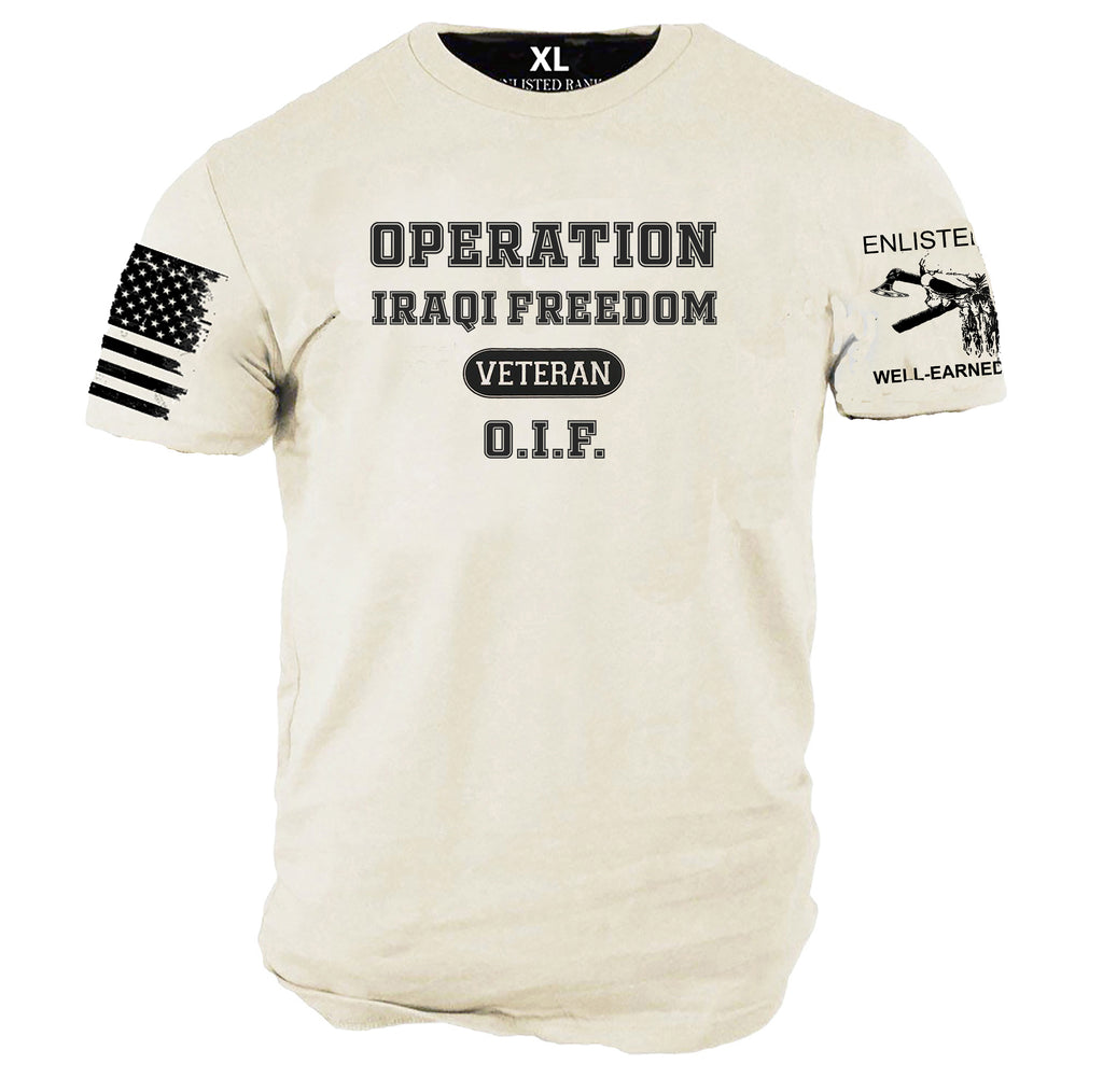 O.I.F.  OPERATION IRAQI FREEDOM VETERAN graphic t-shirt