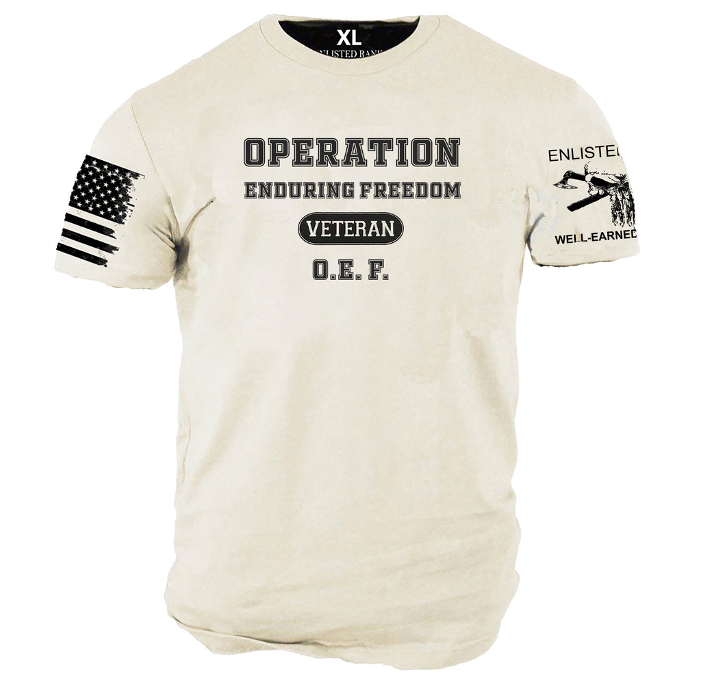 O.E.F.  OPERATION ENDURING FREEDOM graphic t-shirt