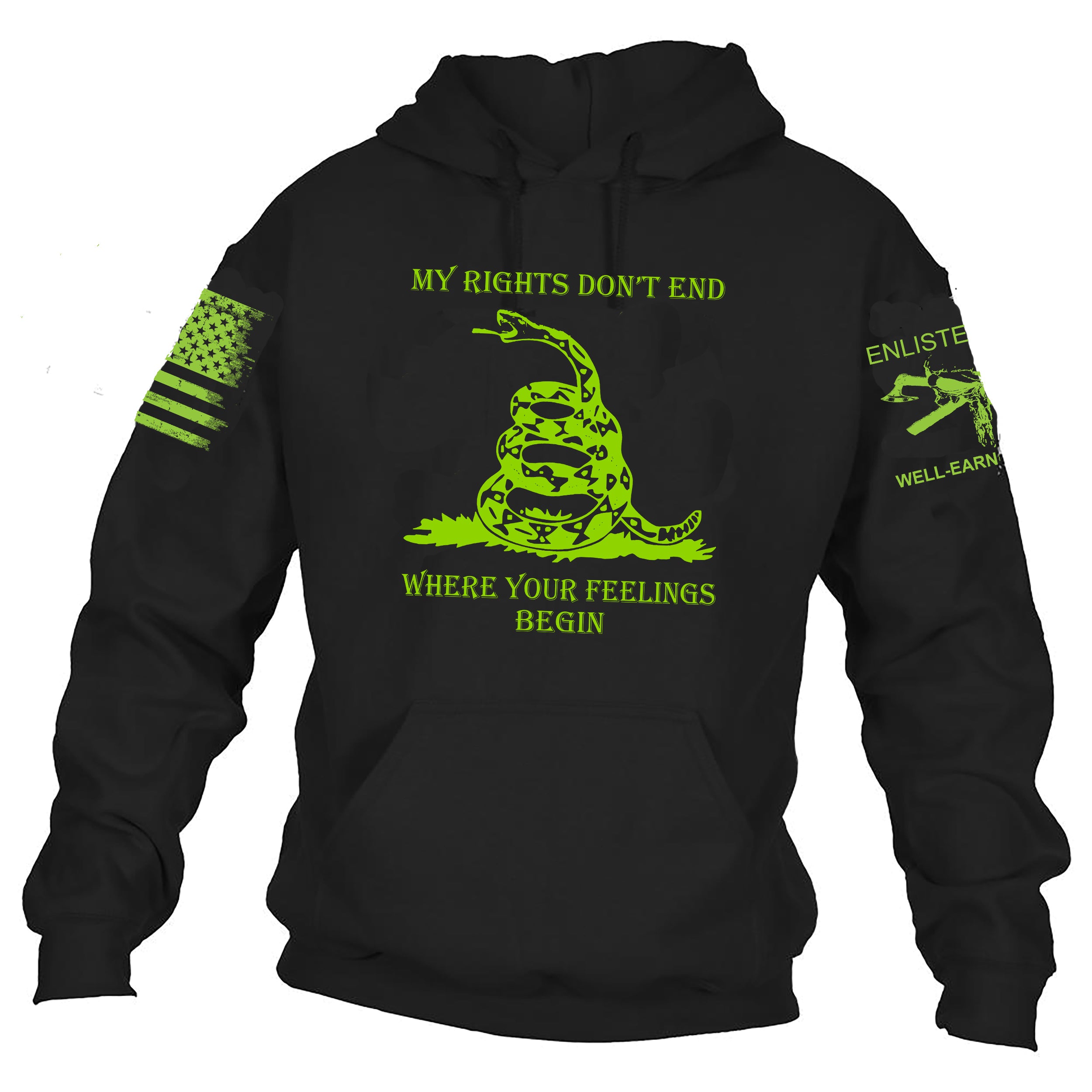 MY RIGHTS, HOODIE, GREEN INK
