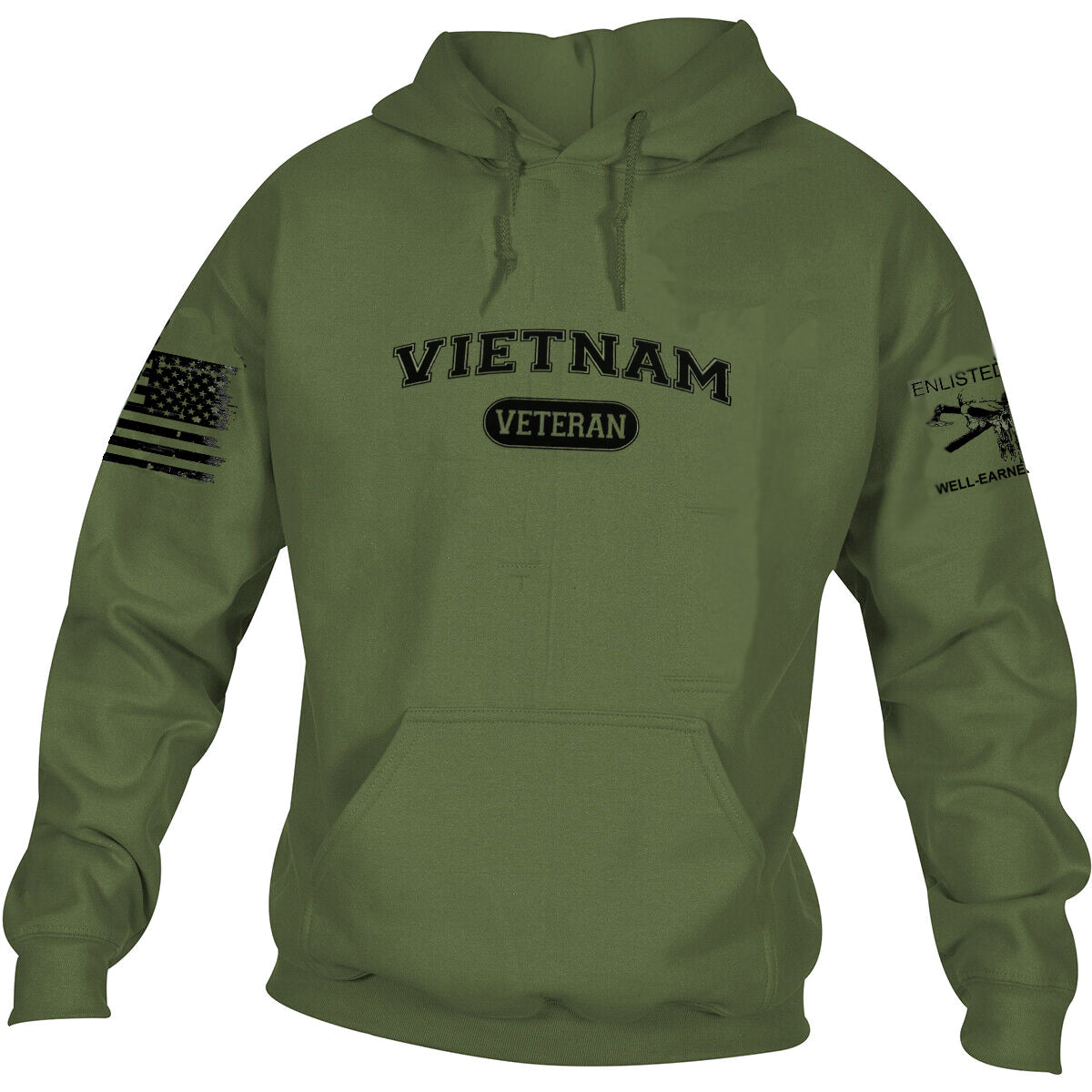 VIETNAM VETERAN, Hoodie, Military Green