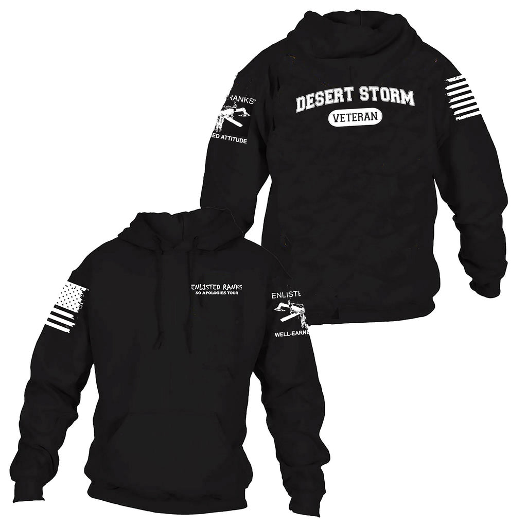 DESERT STORM VETERAN, Hoodie, Back Print, Black